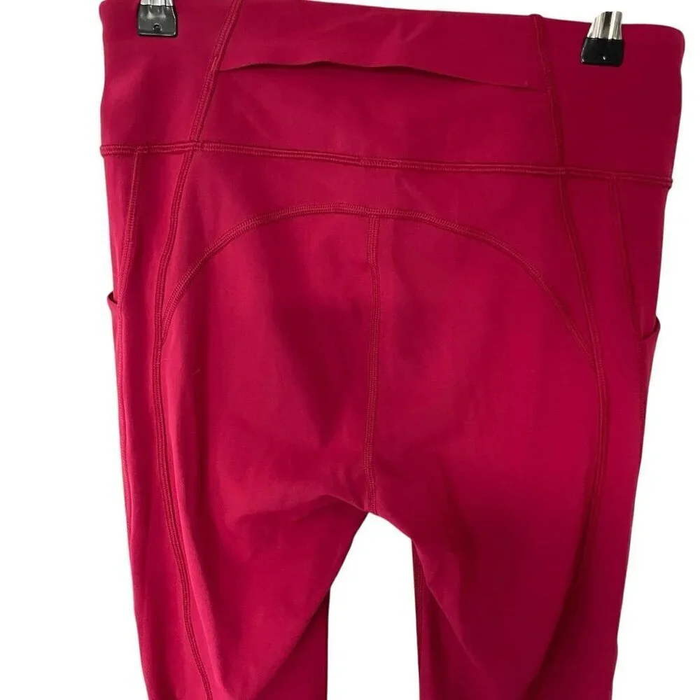 Lululemon Time To Sweat Crop Leggings 23 Inch Size 6 Red Active Gym Yoga Running